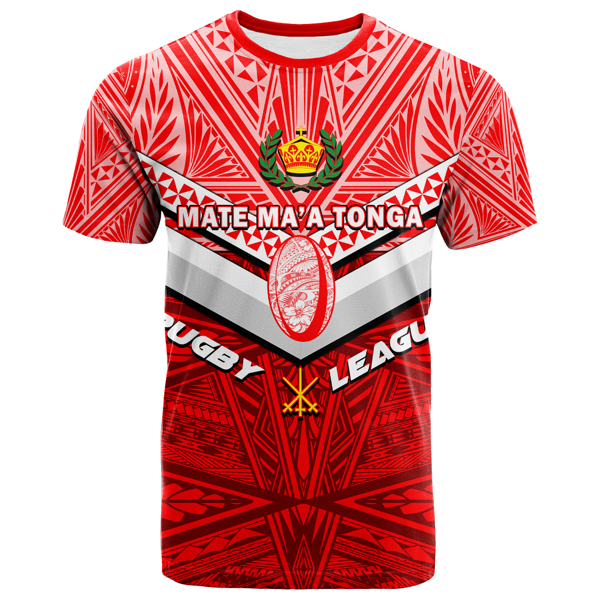 Custom Tonga Rugby Mate Maa Tonga Tapa Pattern T Shirt LT2 - Polynesian Pride