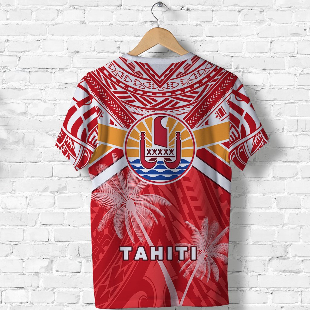 Custom Tahiti Rugby T Shirt Polynesian Coat of Arms and Flag - Polynesian Pride