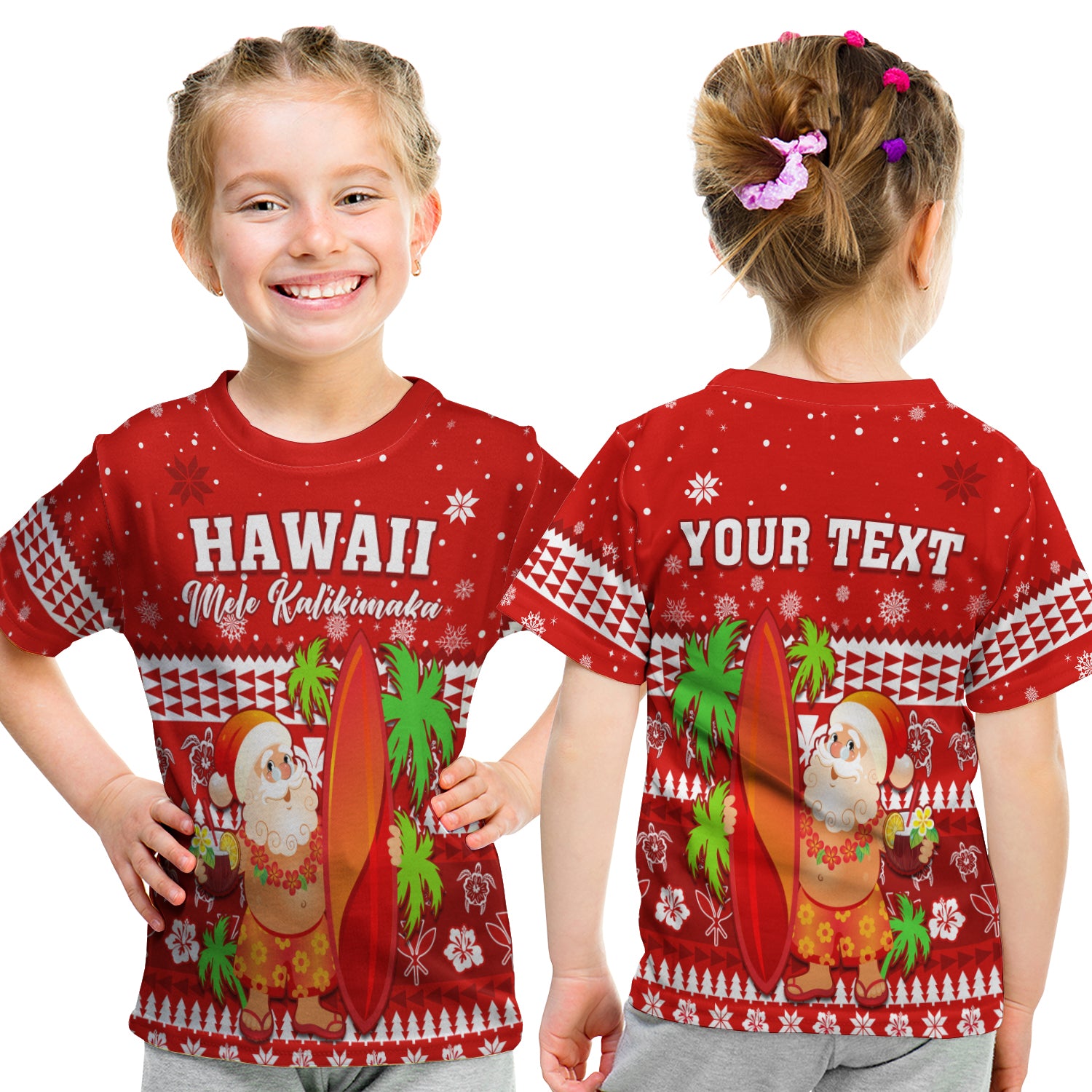 (Custom Personalised) Mele Kalikimaka T Shirt Kid Santa Claus Hawaii Christmas LT13 - Polynesian Pride