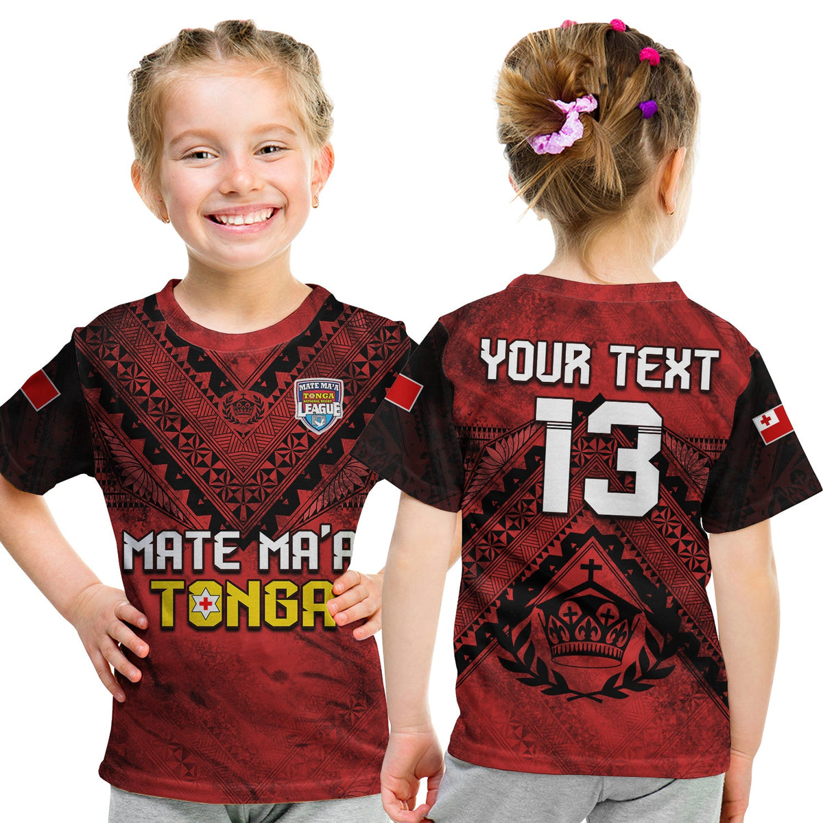 (Custom Text and Number) Tonga Rugby MMT T Shirt Ngatu Mate Maa Tonga Grunge LT13 - Polynesian Pride
