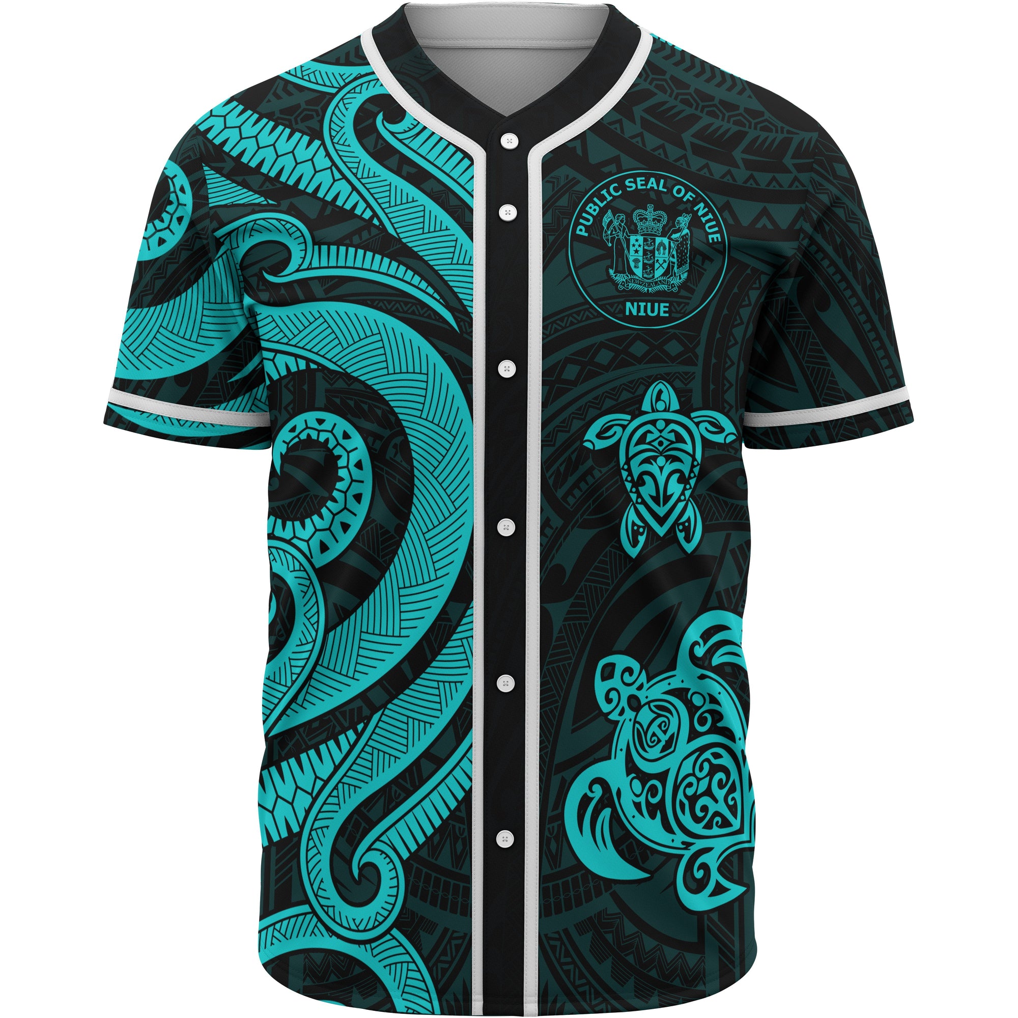 Niue Baseball Shirt - Tutquoise Tentacle Turtle Unisex Tutquoise - Polynesian Pride