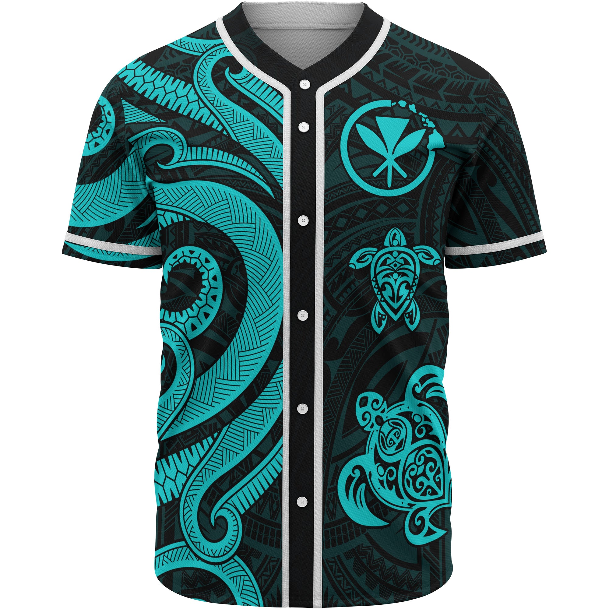 Hawaii Baseball Shirt - Turquoise Tentacle Turtle Unisex Tutquoise - Polynesian Pride