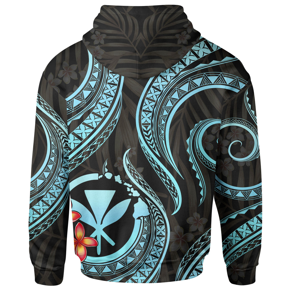 Polynesian Hawaii Hoodie Turquoise Plumeria - Polynesian Pride