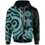 American Samoa Polynesian Zip up Hoodie Turqoise Tentacle Turtle Unisex Turquoise - Polynesian Pride