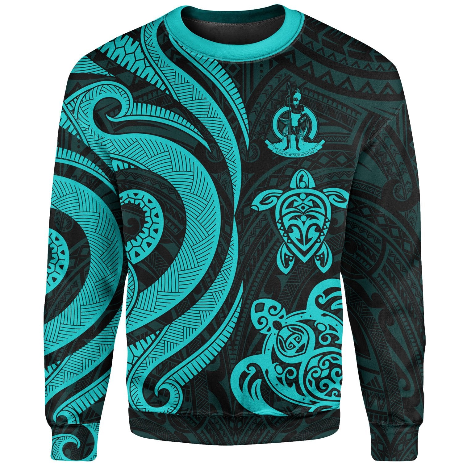 Vanuatu Sweater - Turquoise Tentacle Turtle Unisex Turquoise - Polynesian Pride