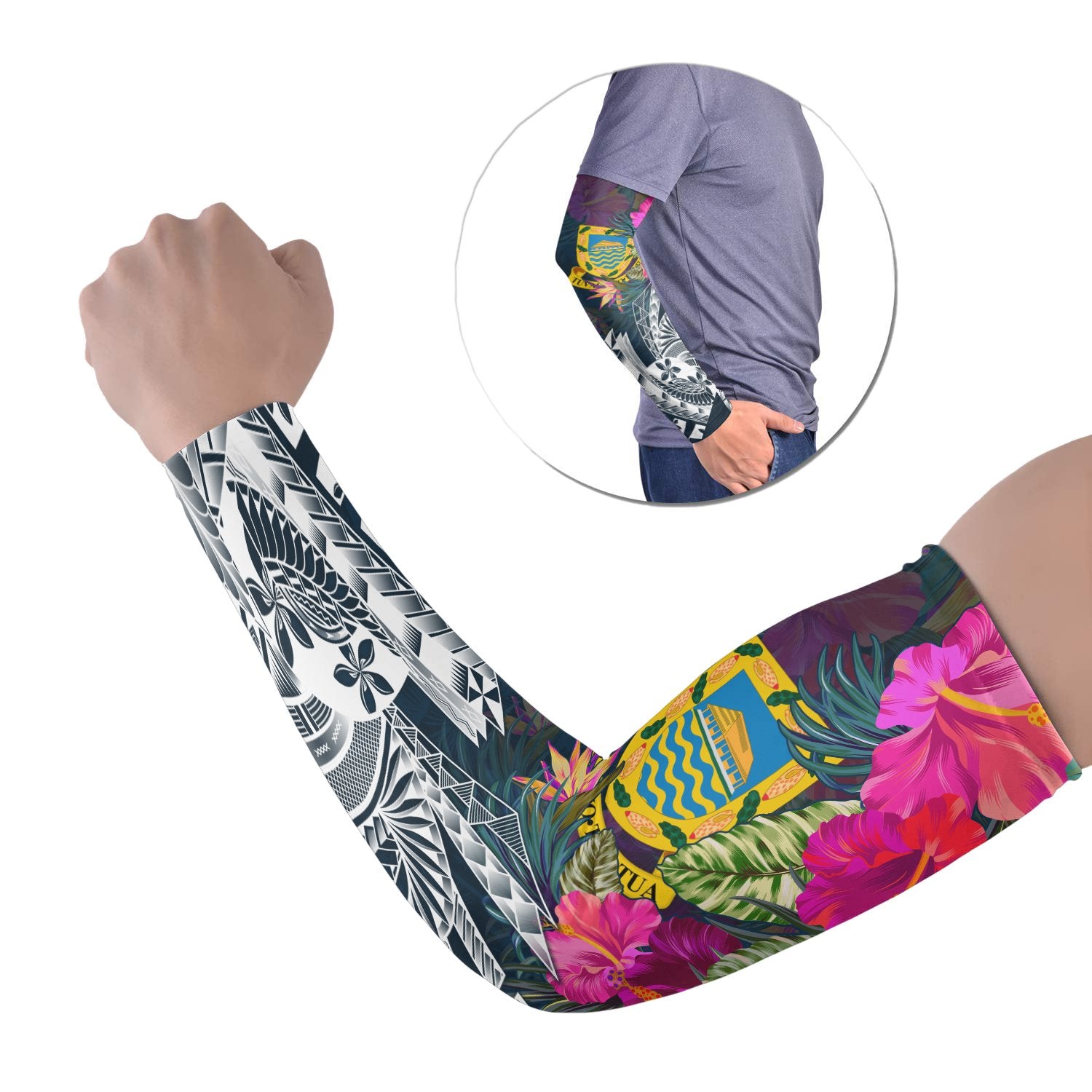 Tuvalu Arm Sleeve (Set of 2) - Summer Vibes Set of 2 Black - Polynesian Pride