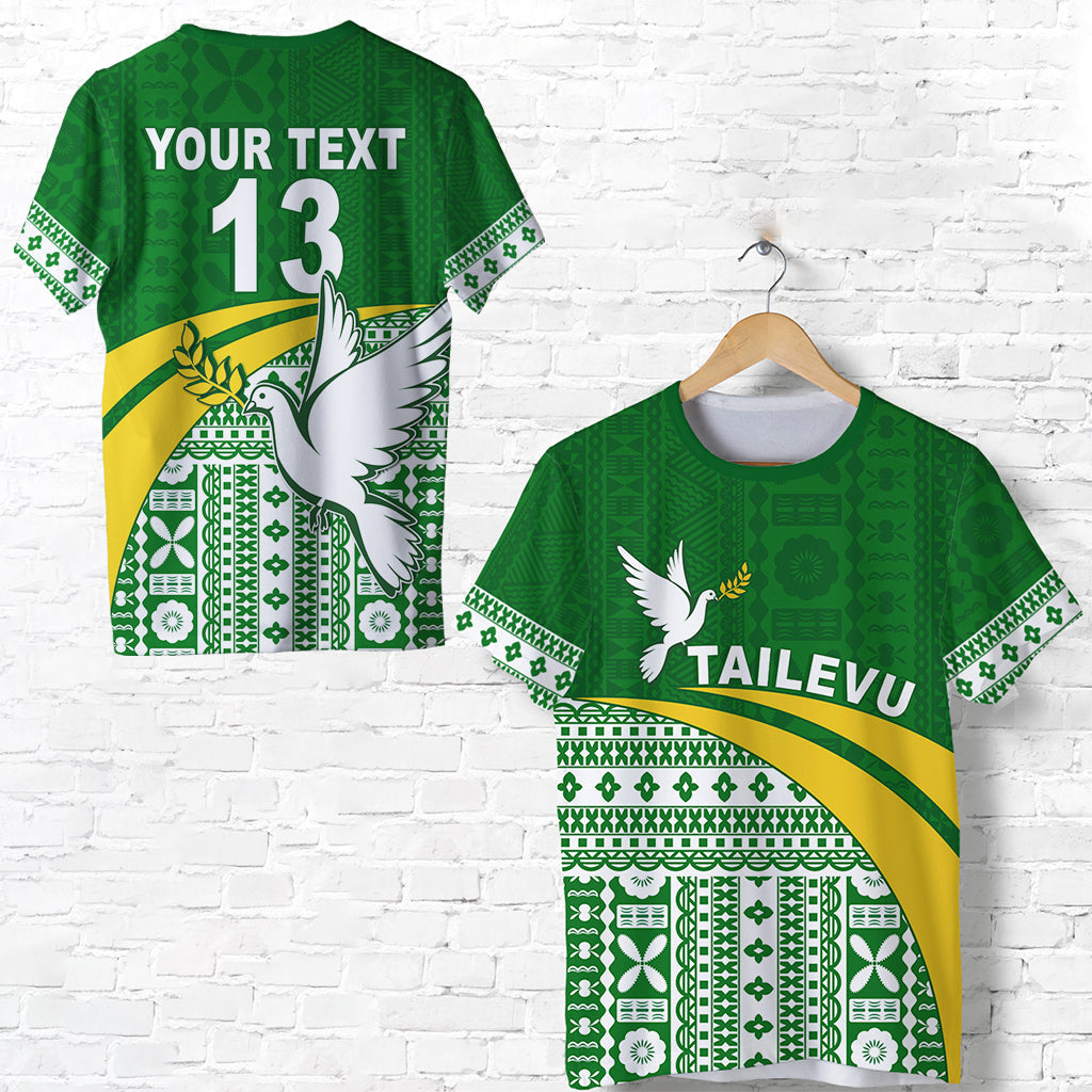 (Custom Text and Number) Tailevu Rugby T Shirt Fiji Rugby Tapa Pattern Green LT13 Unisex Green - Polynesian Pride