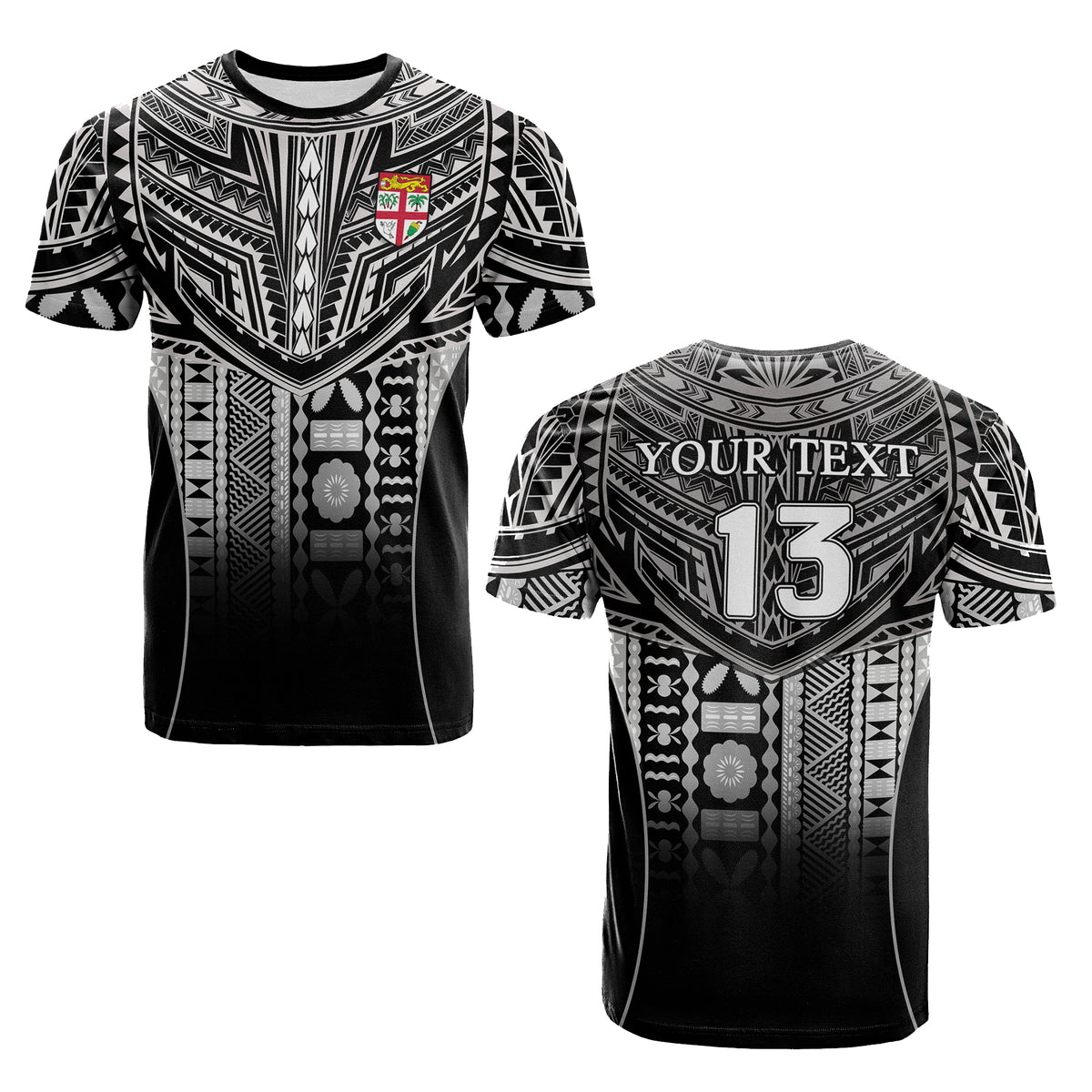 Custom Fiji Faithful T Shirt Version Black Custom Text and Number LT13 Unisex Black - Polynesian Pride