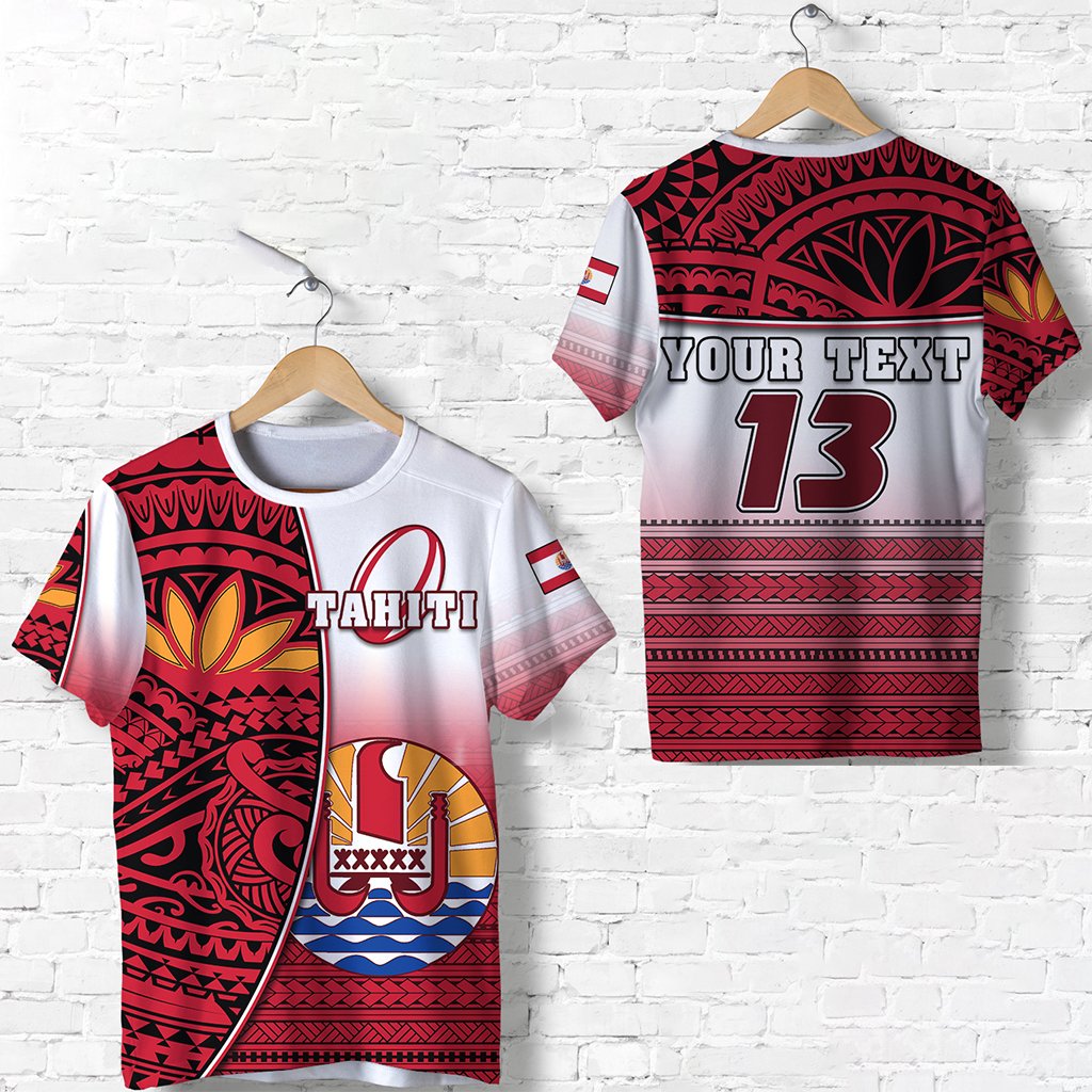 Custom Tahiti Rugby T Shirt Impressive Custom Text and Number Unisex Red - Polynesian Pride