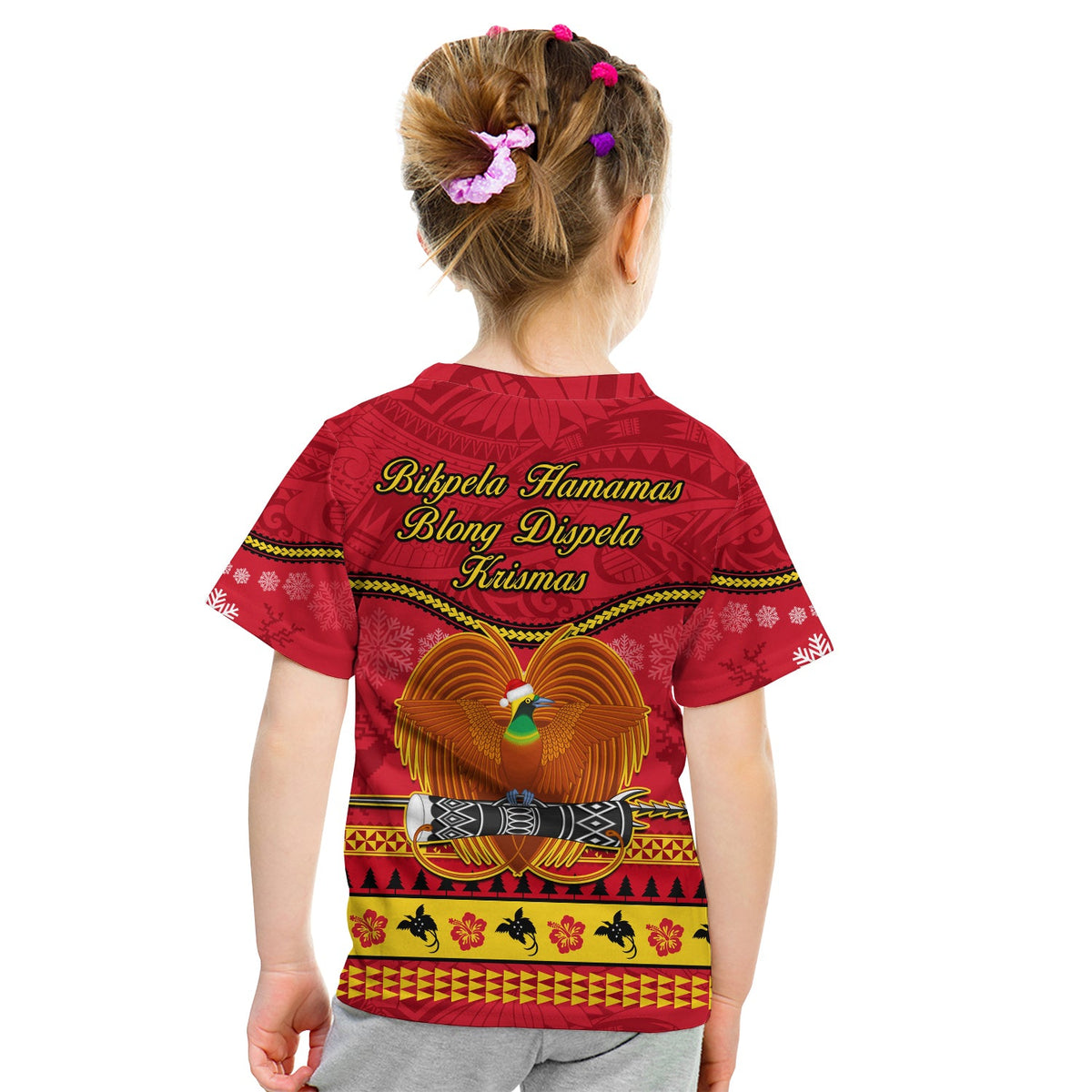 Papua New Guinea Christmas T Shirt Bird Of Paradise Bikpela Hamamas Blong Dispela Krismas LT14 - Polynesian Pride