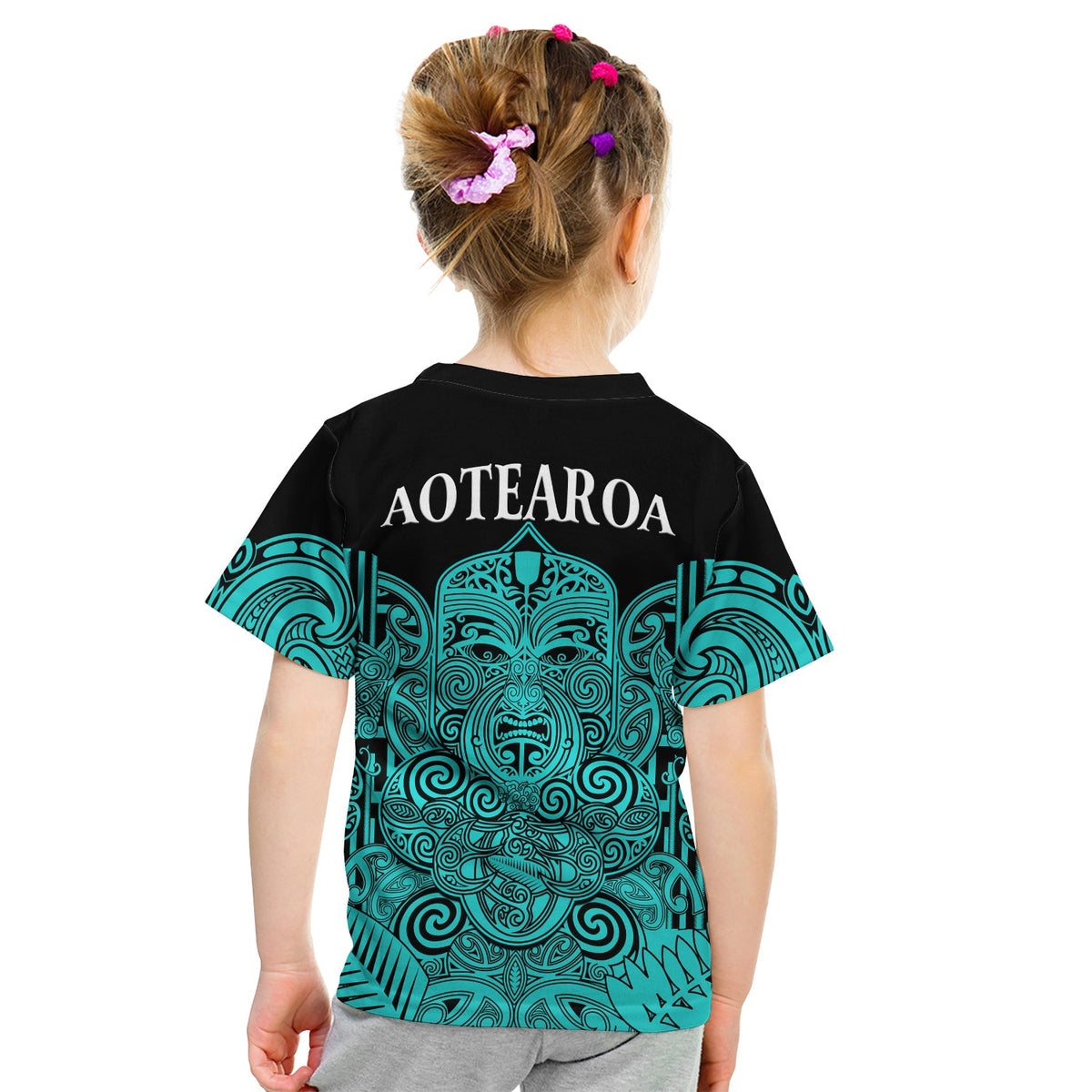 New Zealand Tiki Rugby T Shirt KID NZ Maori Koru Pattern Ver.02 LT14 - Polynesian Pride