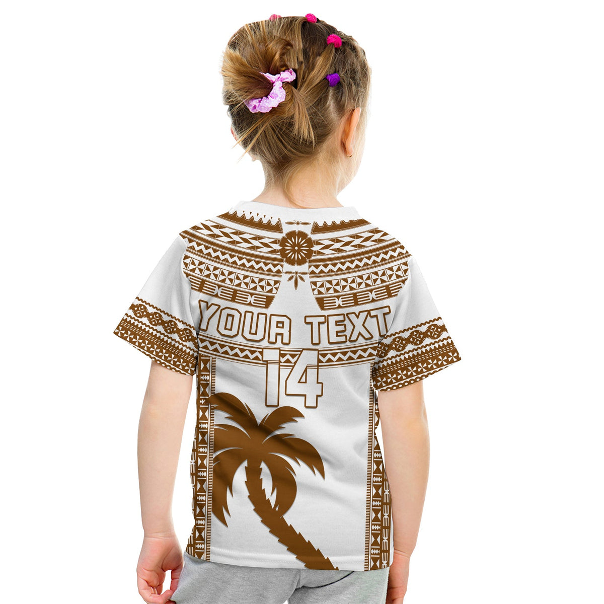 Custom Text and Number Fiji Rugby T Shirt Pacific The Bati Brown Fijian Tapa LT14 - Polynesian Pride