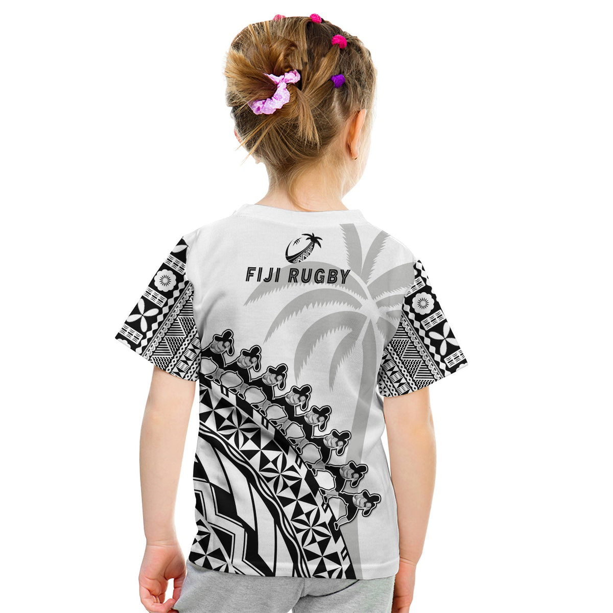 Fiji Rugby T Shirt Fijian Cibi Dance Tapa Pattern White LT14 - Polynesian Pride