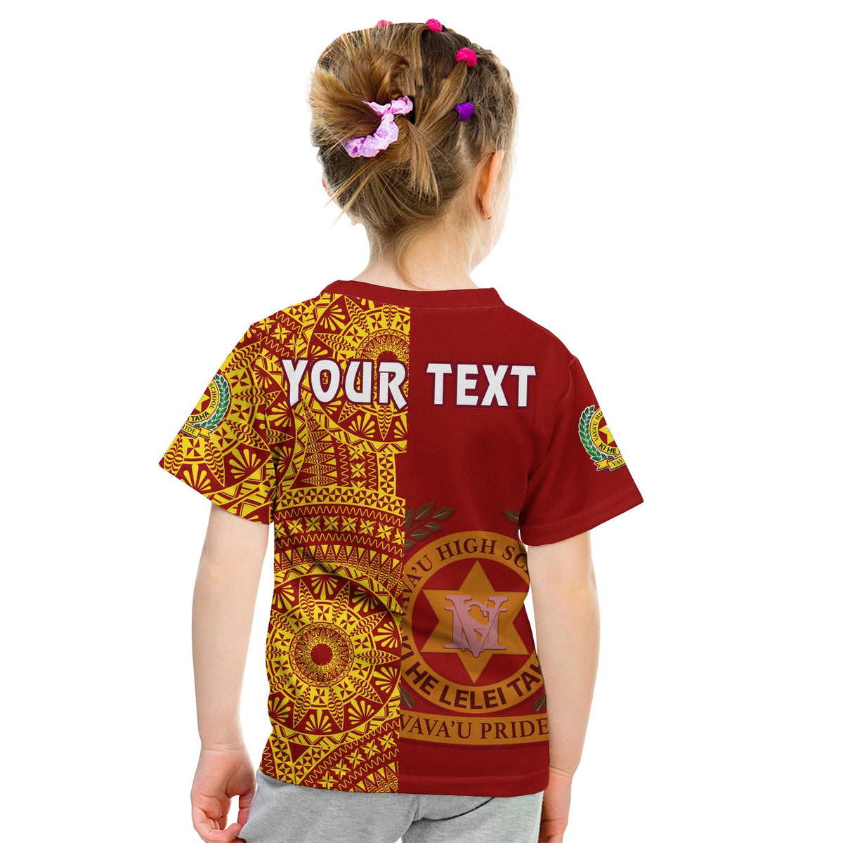 (Custom Personalised) Tonga Vavau High School T Shirt KID Tongan Ngatu Pattern LT14 - Polynesian Pride