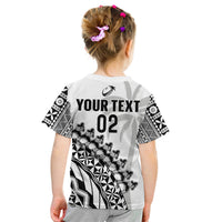 (Custom Text and Number) Fiji Rugby T Shirt Fijian Cibi Dance Tapa Pattern White LT14 - Polynesian Pride