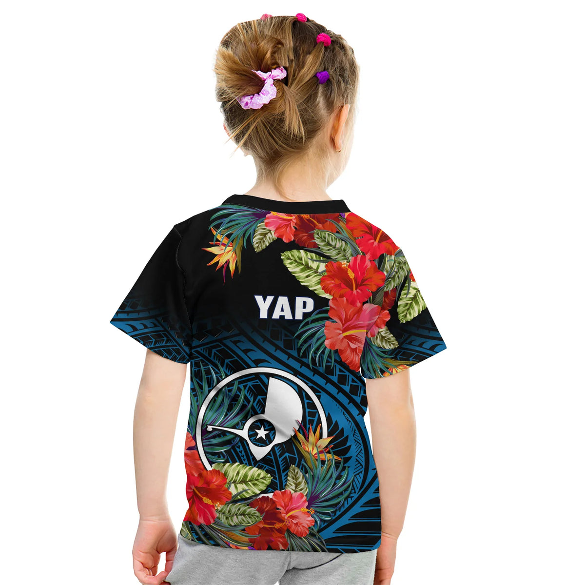 Yap State T Shirt KID FSM Hibiscus Flowers Mix Polynesian LT14 - Polynesian Pride