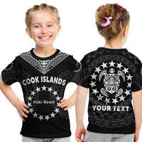 Custom Islands T Shirt Circle Pattern Mix Sea Turtle Black Version LT14 Kid Black - Polynesian Pride