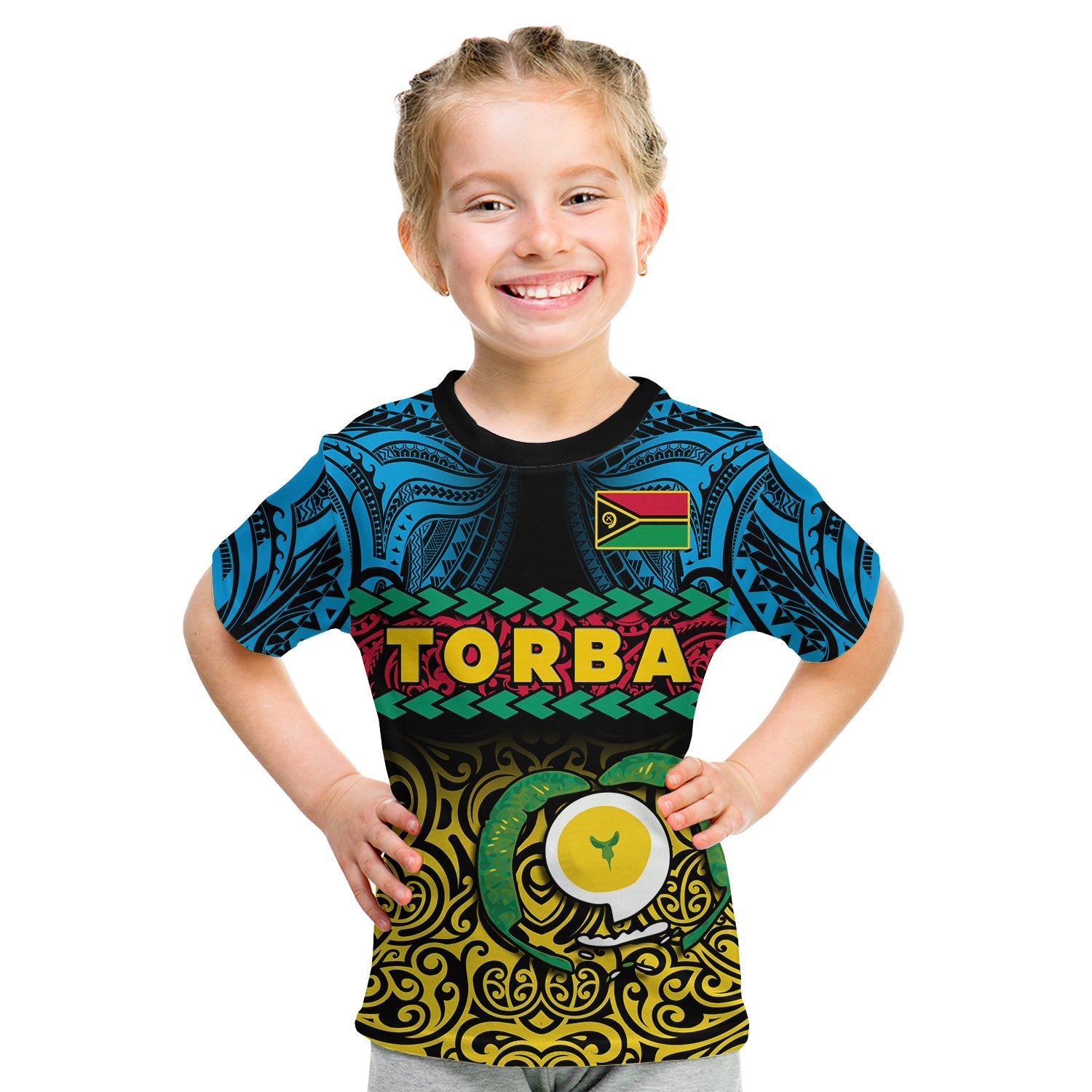 Torba Province T Shirt KID Vanuatu Pig Tusk Polynesian Flag Style LT14 - Polynesian Pride