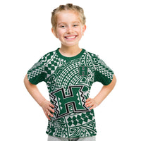 Hawaii Football T Shirt KID Rainbow Warriors Tribal Kakau LT14 Youth XL Size14 - Polynesian Pride