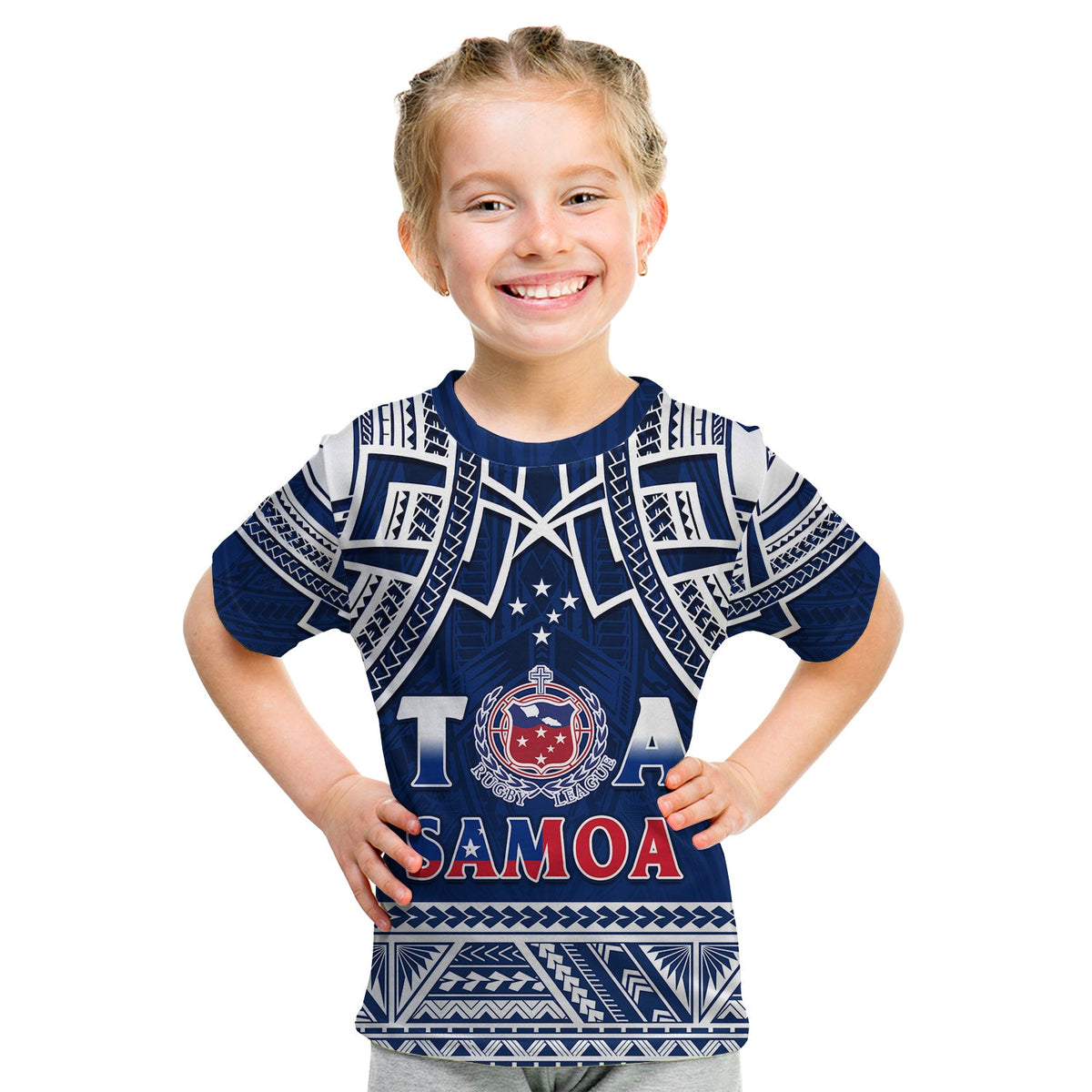 Samoa Rugby T Shirt KID Toa Samoa Pacific Sporty LT14 - Polynesian Pride