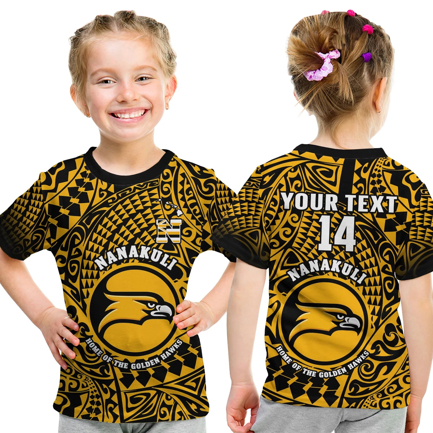 (Custom Text And Number) Hawaii T Shirt KID Nanakuli High and Intermediate School Tribal Kakau LT14 - Polynesian Pride