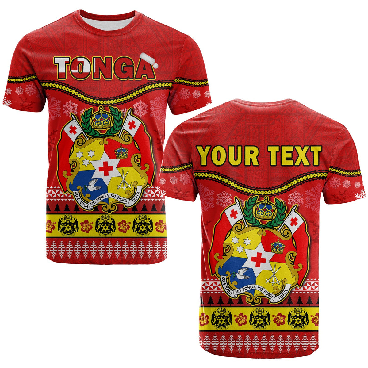Custom Tonga Christmas T Shirt Tongan Ngatu Kilisimasi Fiefia LT14 Red - Polynesian Pride