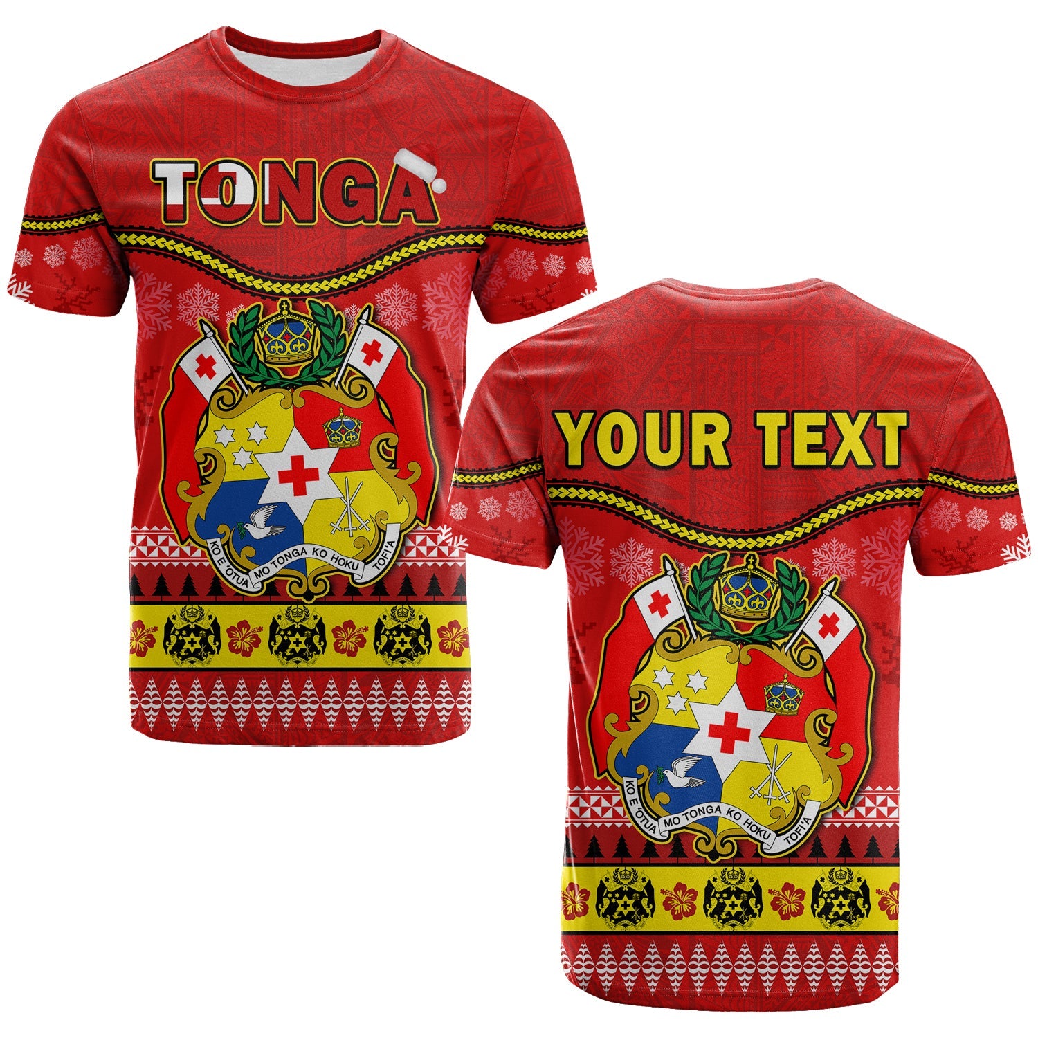 Custom Tonga Christmas T Shirt Tongan Ngatu Kilisimasi Fiefia LT14 Red - Polynesian Pride