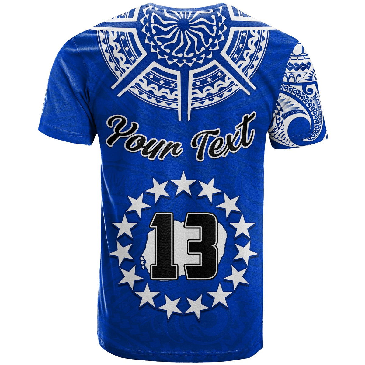 (Custom Text and Number) Rarotonga Cook Islands T Shirt Turtle and Map Style Blue LT13 - Polynesian Pride