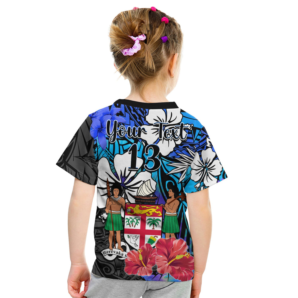 (Custom Text and Number) Fiji Tie Dye T Shirt Polynesian Blue Tribal Creative Tropical Flowers LT13 - Polynesian Pride