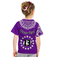(Custom Text and Number) Rarotonga Cook Islands T Shirt Turtle and Map Style Purple LT13 - Polynesian Pride