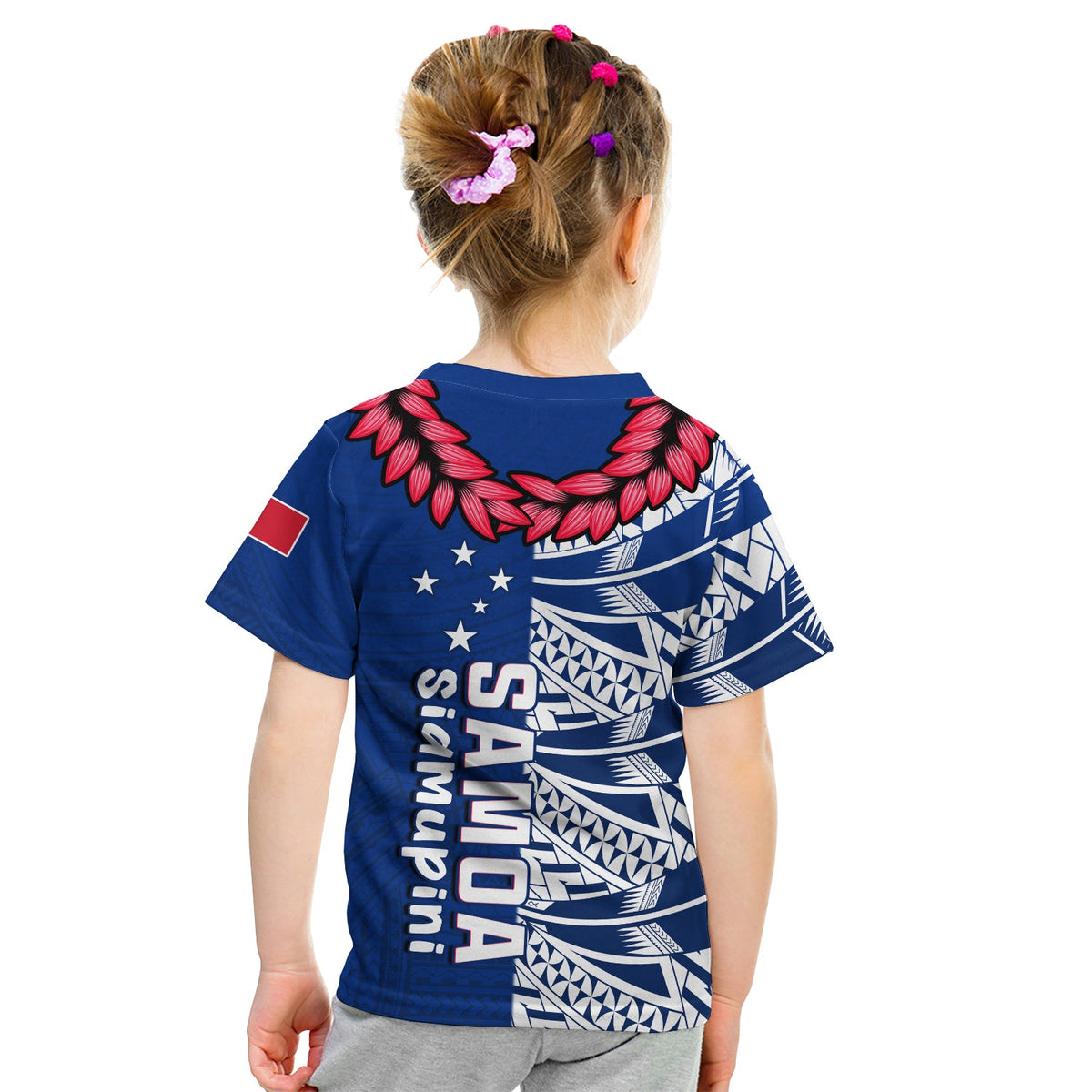 Toa Samoa Rugby T Shirt KID Siamupini Ula Fala Blue LT13 - Polynesian Pride