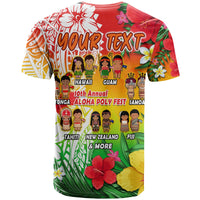 Custom Aloha Poly Fest T Shirt Polynesian Pattern With Tropical Flowers LT14 - Polynesian Pride