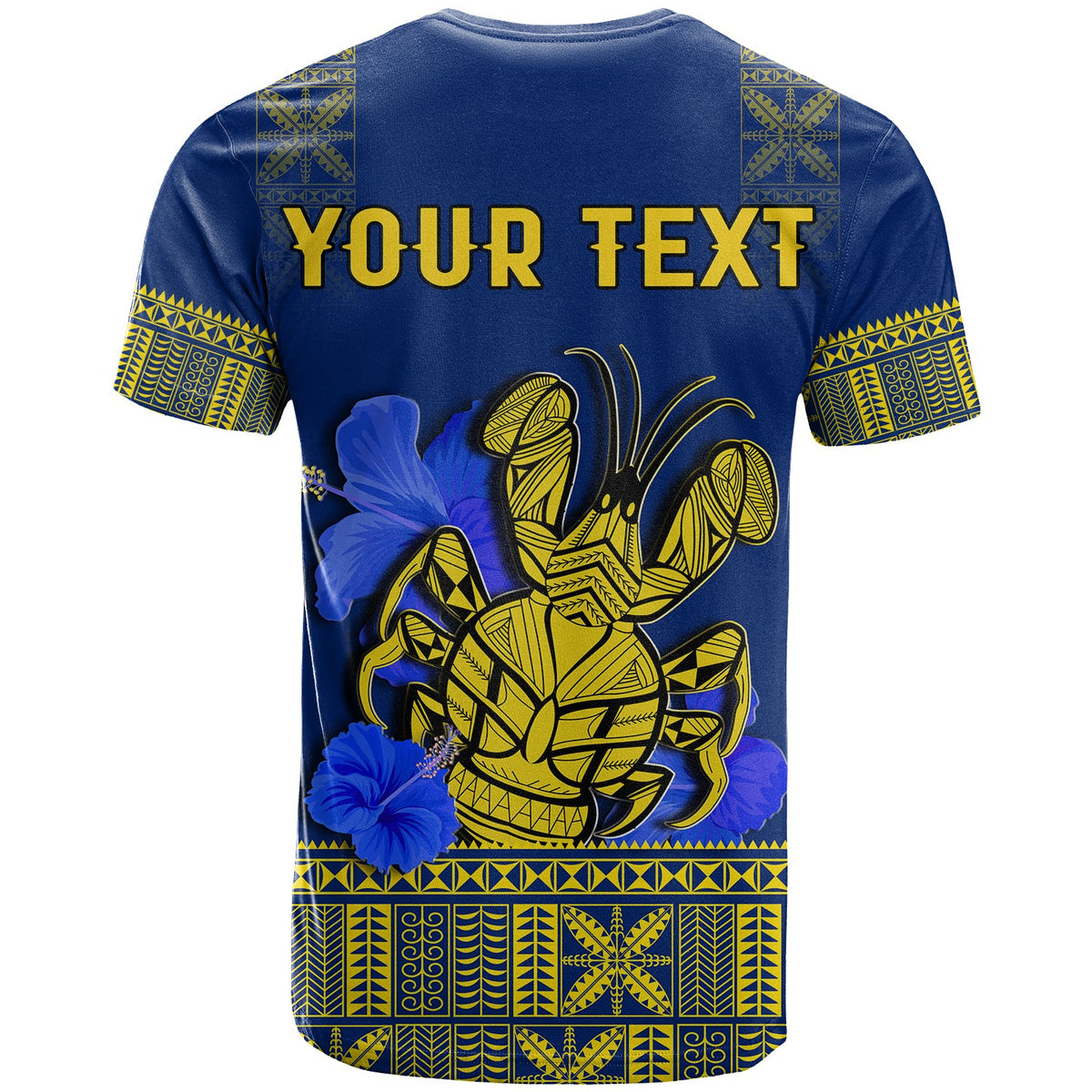 Custom Niue T Shirt Happy Constitution Day Niuean Hiapo Crab With Map LT14 - Polynesian Pride