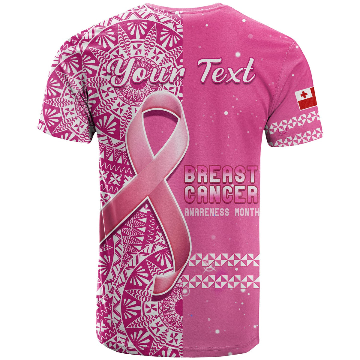 Custom Tonga Breast Cancer T Shirt Tongan Ngatu Pattern No One Fights Alone LT14 - Polynesian Pride