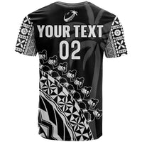 (Custom Text and Number) Fiji Rugby T Shirt Fijian Cibi Dance Tapa Pattern Black LT14 - Polynesian Pride