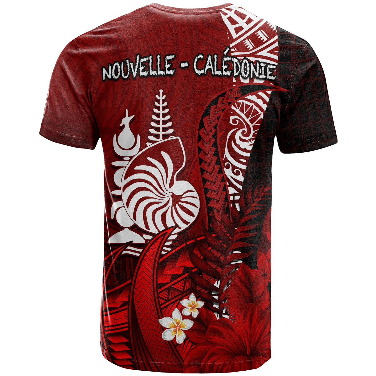 Custom New Caledonia T Shirt Nautilus Red Polynesian Hibiscus LT13 - Polynesian Pride
