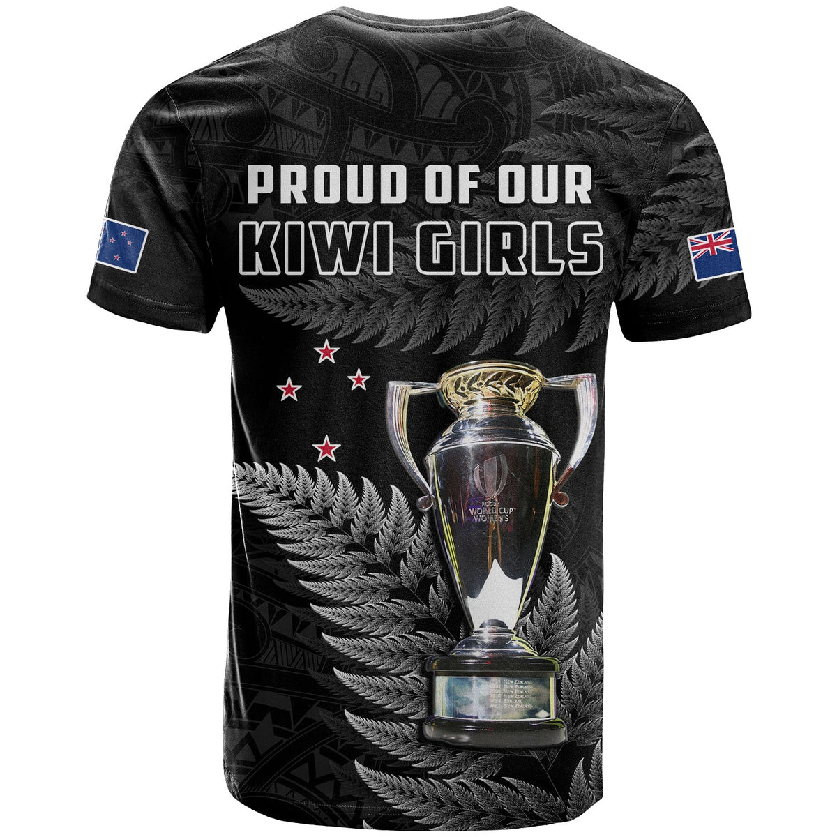 New Zealand 2022 Rugby T Shirt Black Fern Proud Champions RWC LT14 - Polynesian Pride