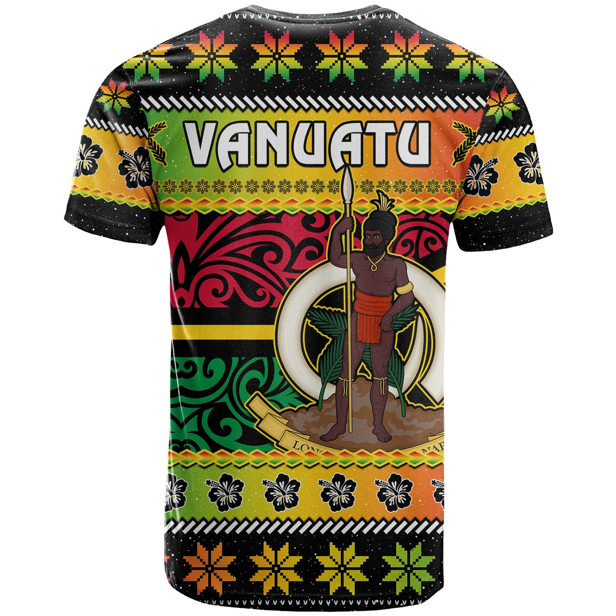 Vanuatu Christmas T Shirt Pig Tusk Polynesian Joyeux Noel Flag Art LT14 - Polynesian Pride