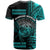 Hawaii T Shirt Kakau Warrior Helmet Gradient Turquoise Polynesian LT14 - Polynesian Pride