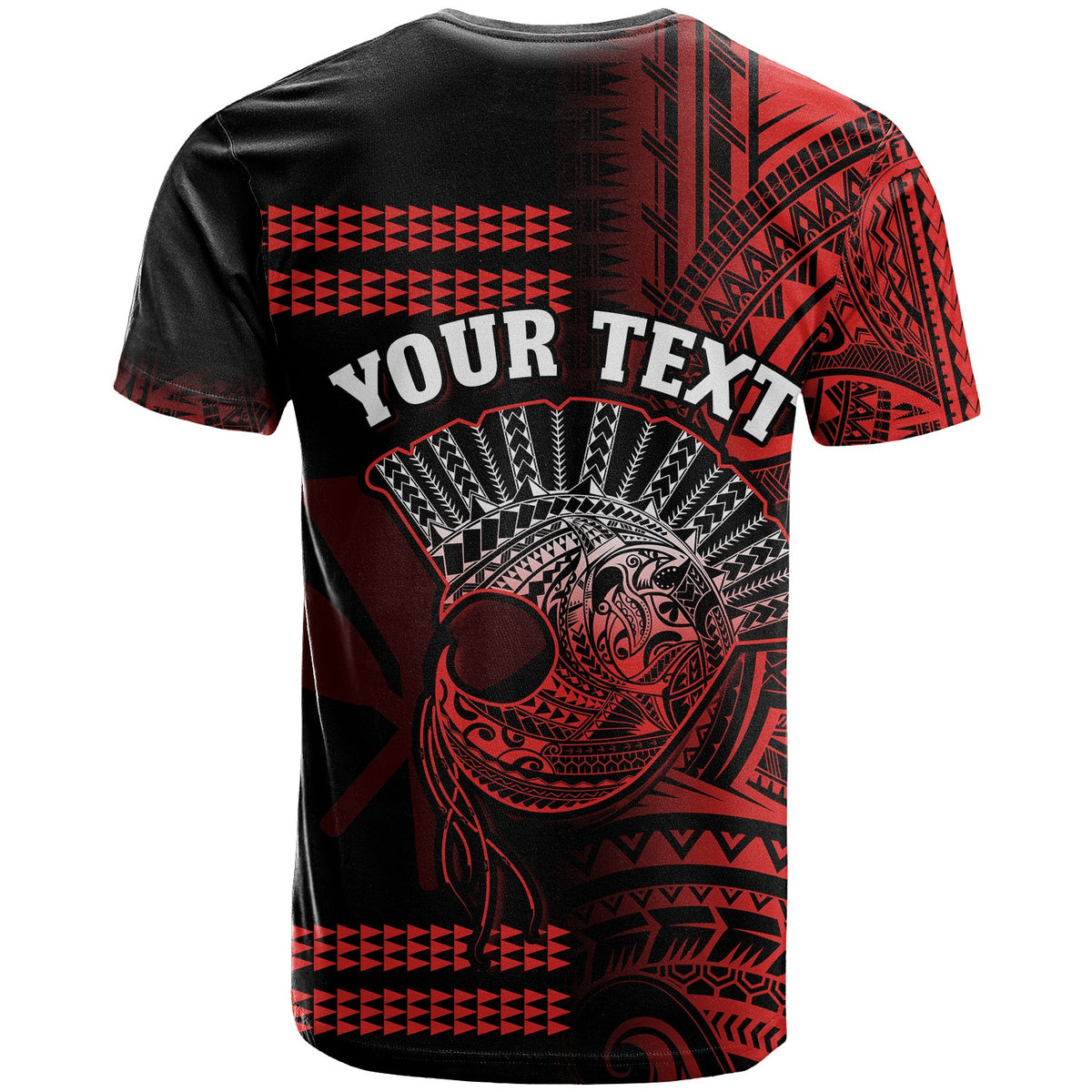Custom Hawaii T Shirt Kakau Warrior Helmet Gradient Red Polynesian LT14 - Polynesian Pride