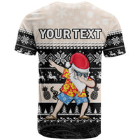 Custom Hawaii Mele Kalikimaka T Shirt Dabbing Santa Black Merry Christmas LT14 - Polynesian Pride