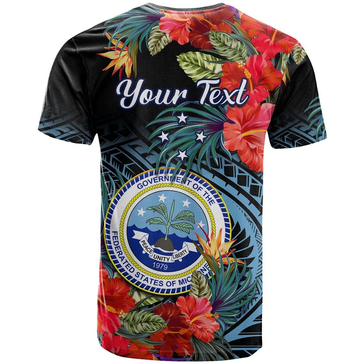 Custom Federated States of Micronesia T Shirt Hibiscus Flowers FSM Seal Polynesian LT14 - Polynesian Pride