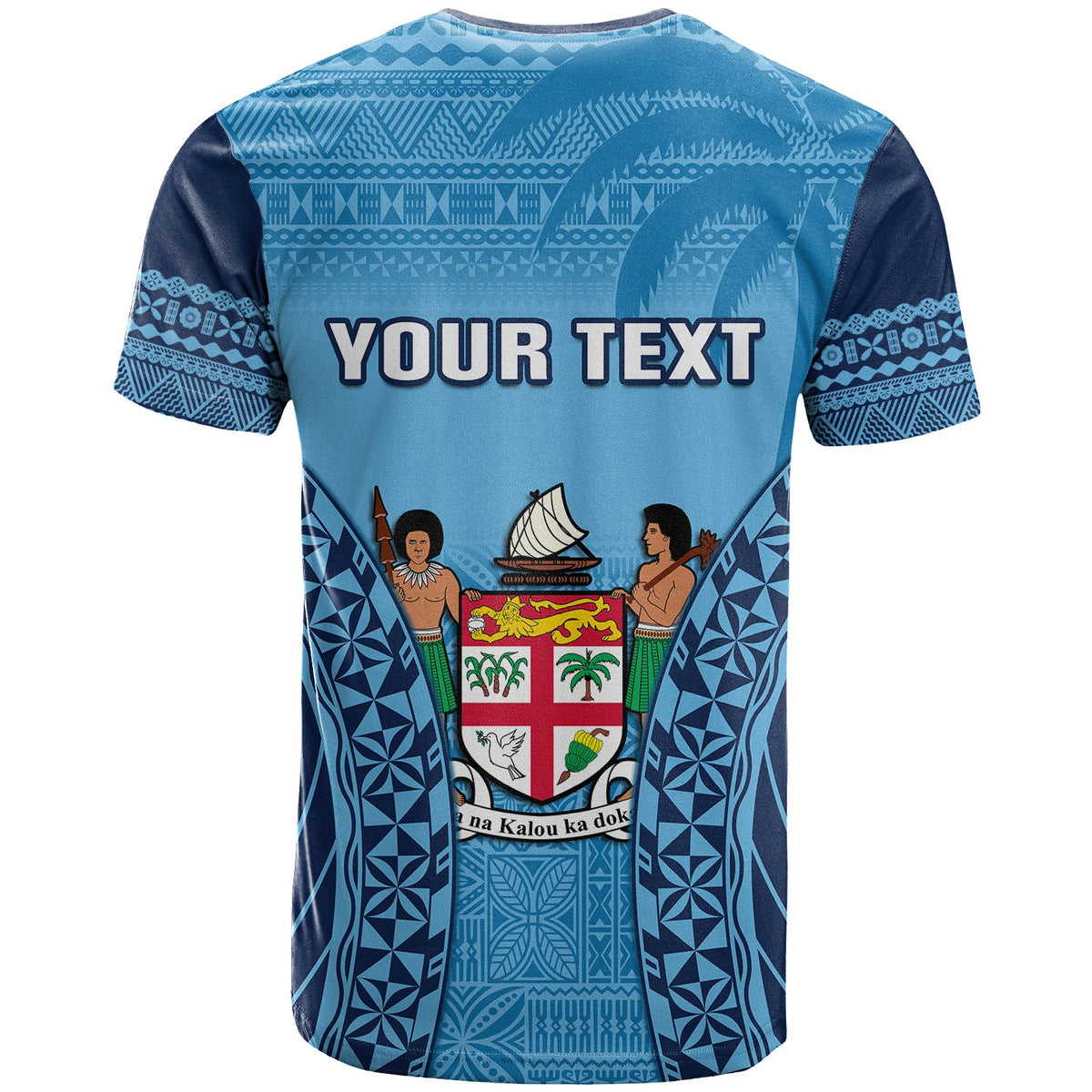 Custom Fiji University T Shirt National Fijian Tapa Pattern Blue LT14 - Polynesian Pride