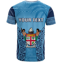 Custom Fiji University T Shirt National Fijian Tapa Pattern Blue LT14 - Polynesian Pride