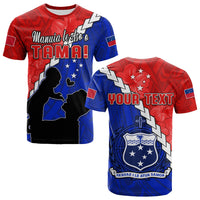 Custom Happy Samoan Fathers Day T Shirt Hibiscus Mix Polynesian Pattern LT14 Adult Red - Polynesian Pride