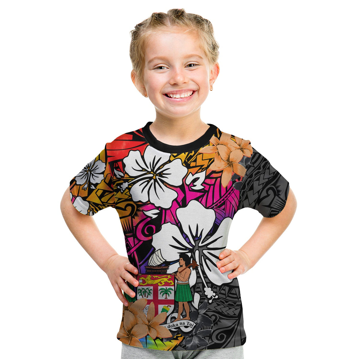 (Custom Text and Number) Fiji Tie Dye T Shirt Polynesian Tribal Creative Tropical Flowers LT13 - Polynesian Pride