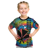 (Custom Personalised) Hawaii Rainbow Tie Dye T Shirt KID Flowers Polynesian Hawaiian Tribal LT13 - Polynesian Pride