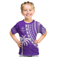 (Custom Text and Number) Fiji Rugby Sevens T Shirt KID Fijian 7s Tapa Polynesian Purple LT13 - Polynesian Pride