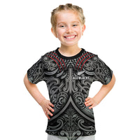 (Custom Text and Number) New Zealand Silver Fern Rugby T Shirt KID All Black NZ Maori Pattern LT13 - Polynesian Pride