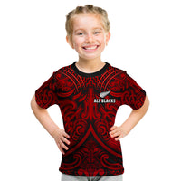 New Zealand Silver Fern Rugby T Shirt KID All Black Red NZ Maori Pattern LT13 - Polynesian Pride
